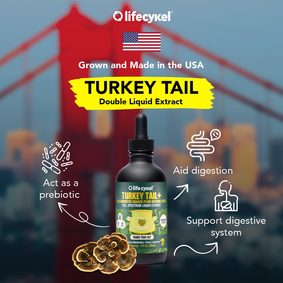 Turkey tail mushroom liquid extract bottle with label