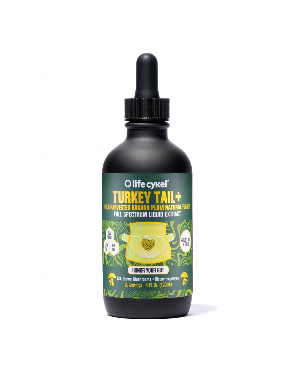 Life Cykel Turkey Tail Mushroom Liquid Extract bottle with Kakadu Plum (4 oz)