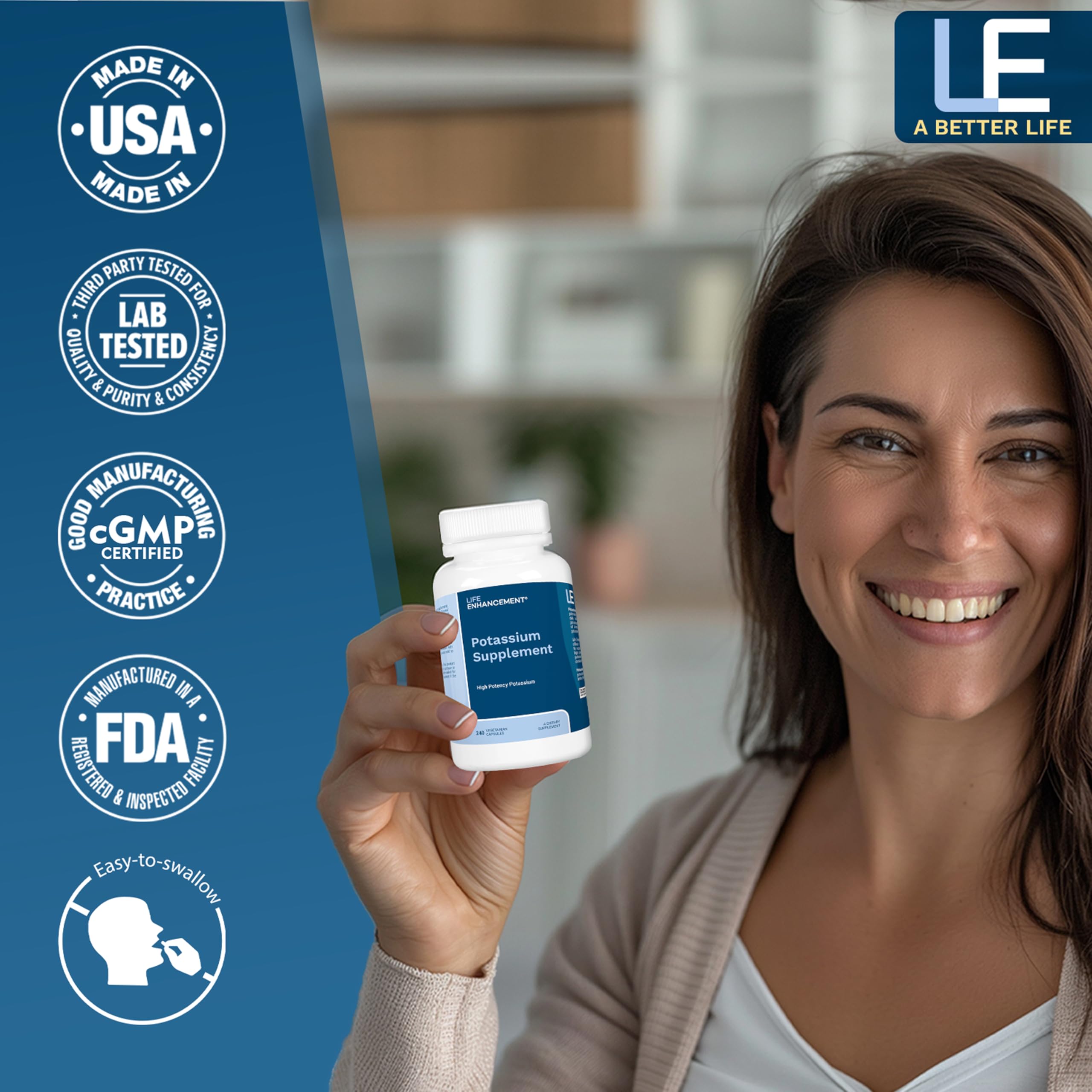 Supports muscle, brain and bone health with high-potency potassium