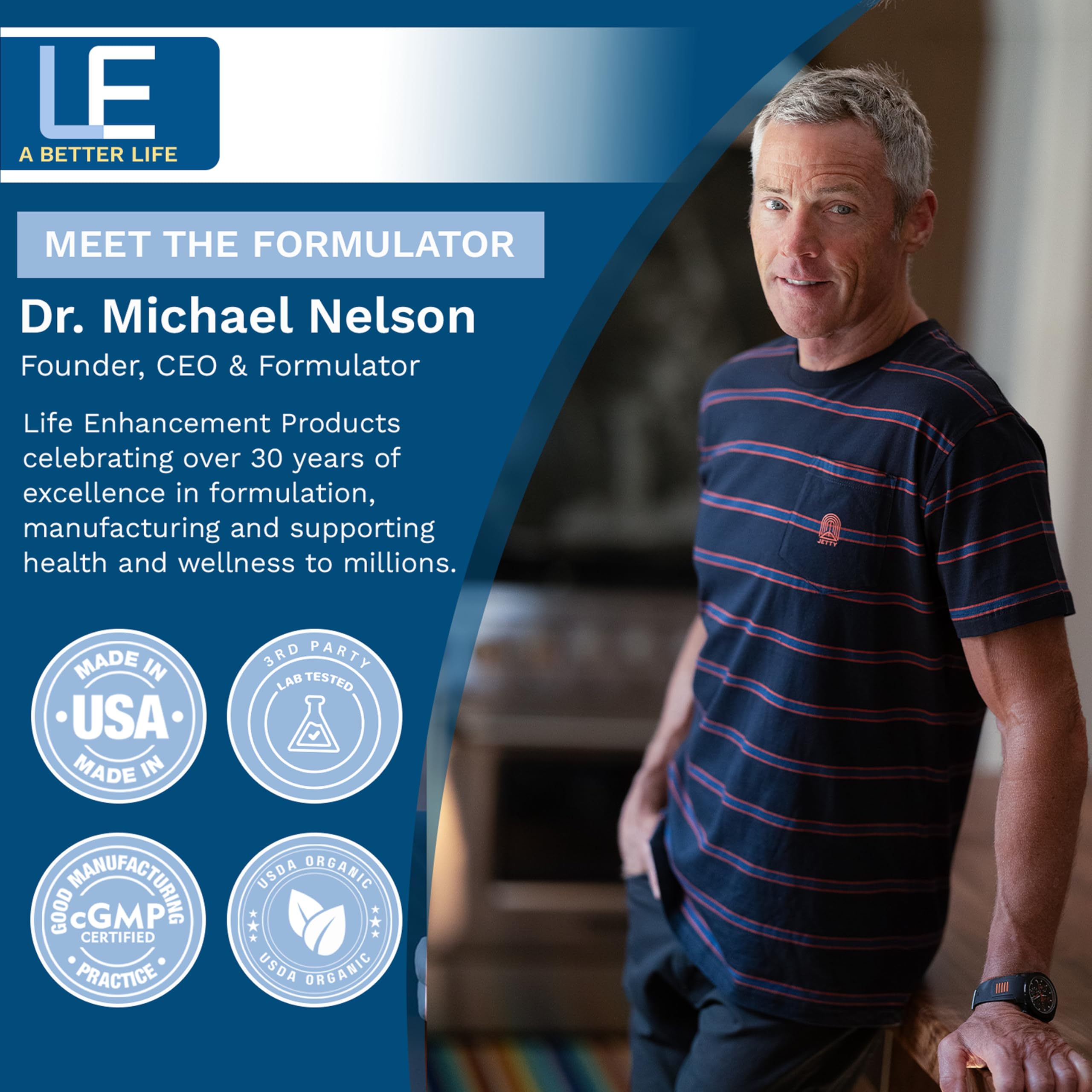 Made in USA branding on Life Enhancement potassium supplement bottle