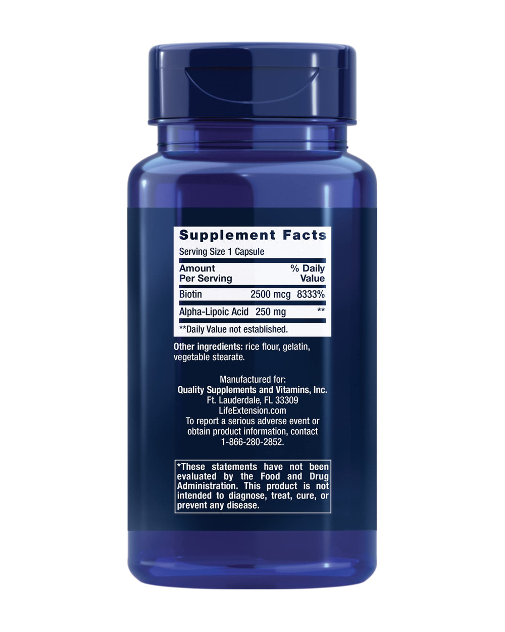 Close-up of Alpha-Lipoic Acid with Biotin ingredients