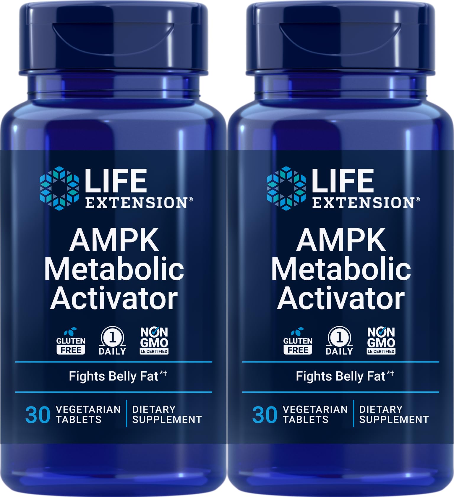 Life Extension AMPK Metabolic Activator bottle and packaging – 2-pack, 30 tablets per bottle