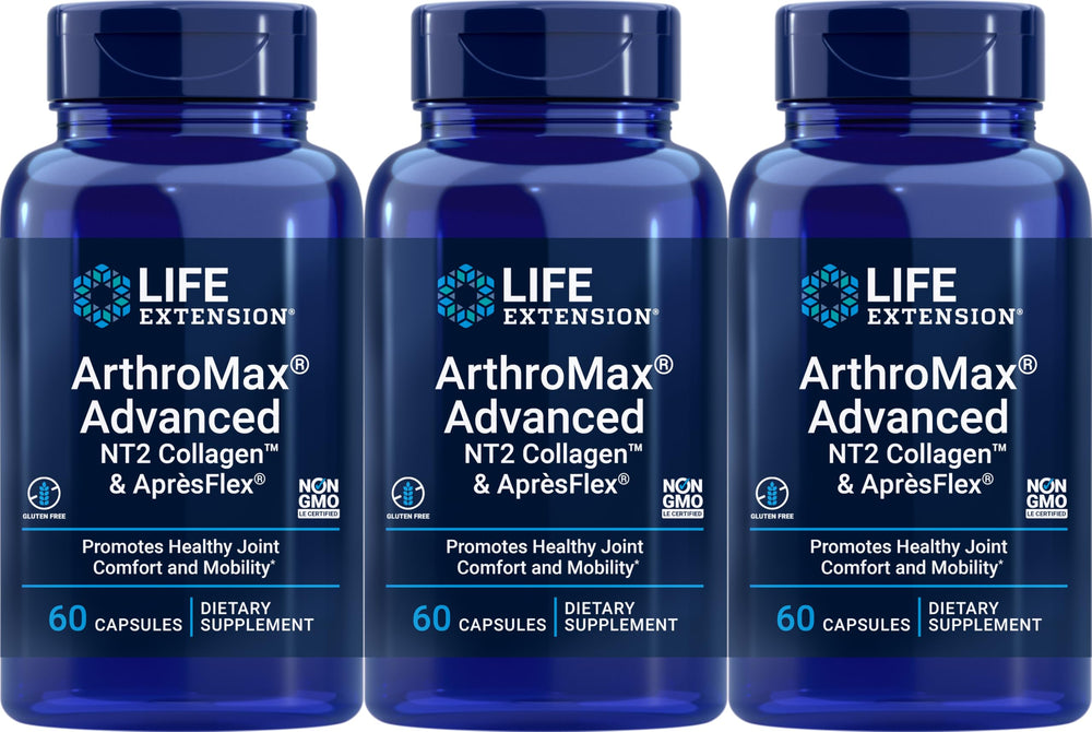 Life Extension ArthroMax Advanced with NT2 Collagen & ApresFlex 60 capsules Pack of 3 bottle