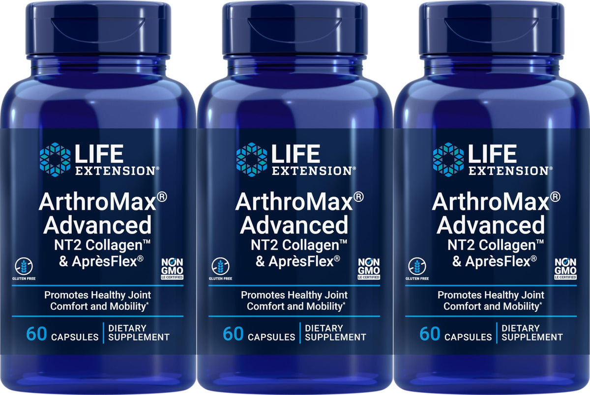 Life Extension ArthroMax Advanced with NT2 Collagen & ApresFlex 60 capsules Pack of 3 bottle