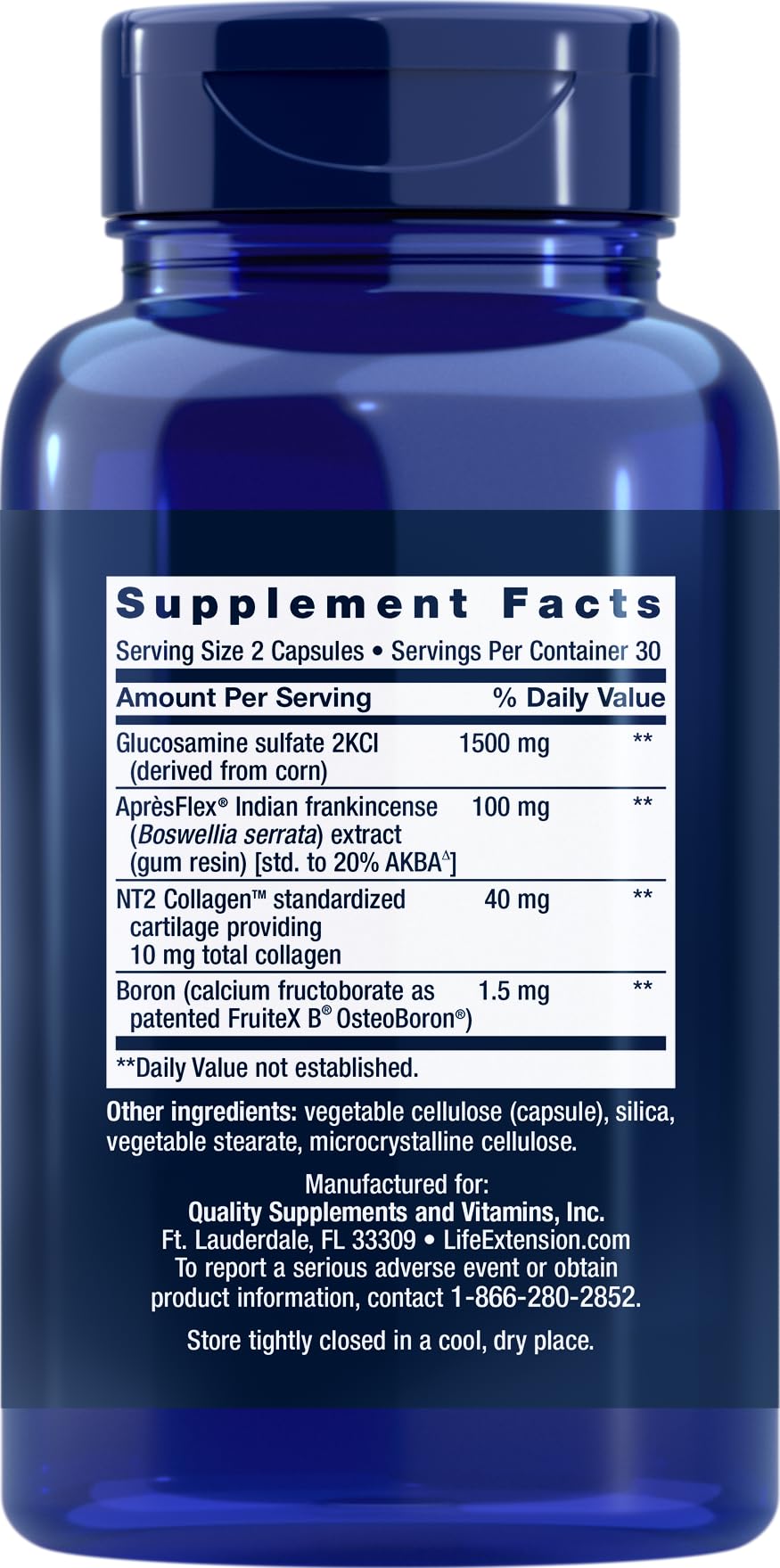 Close-up of ArthroMax Advanced ingredients and directions