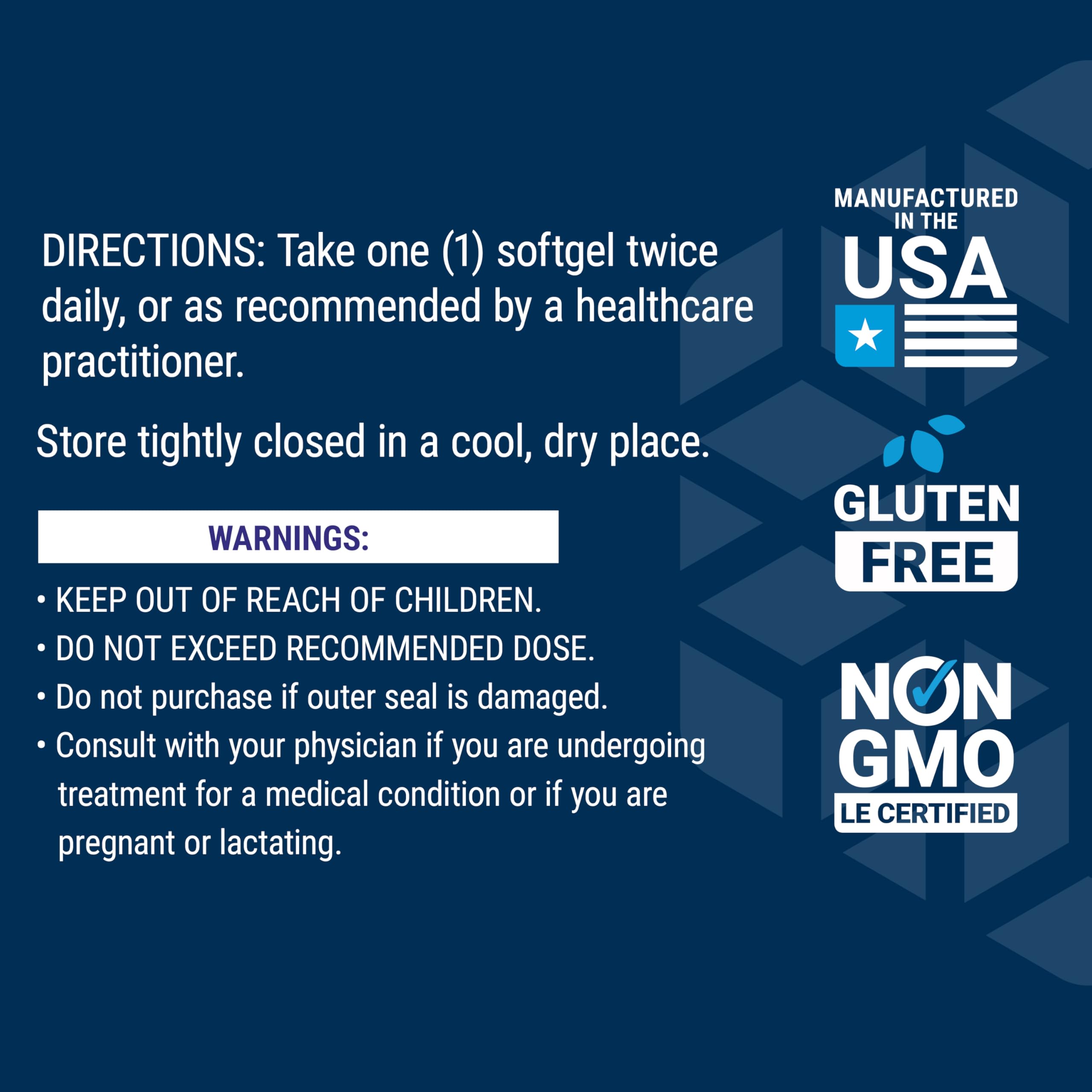 Supplement facts panel close-up