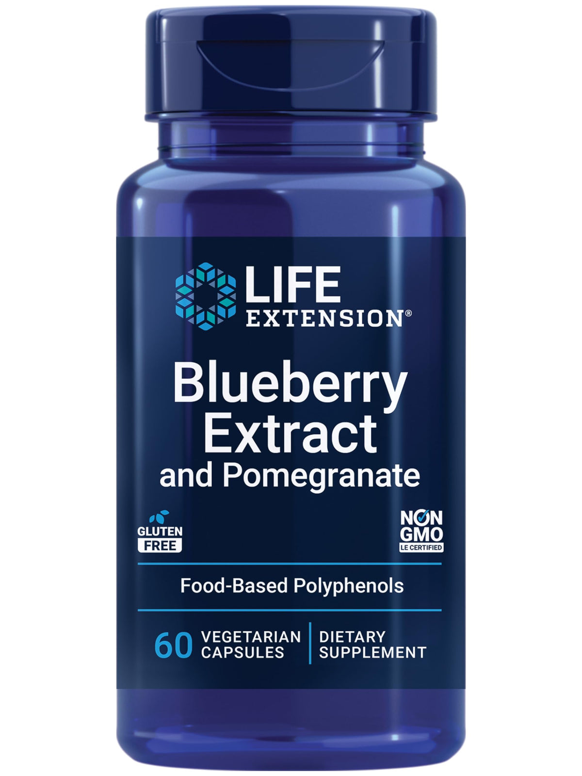 Life Extension Blueberry Extract and Pomegranate bottle with 60 vegetarian capsules