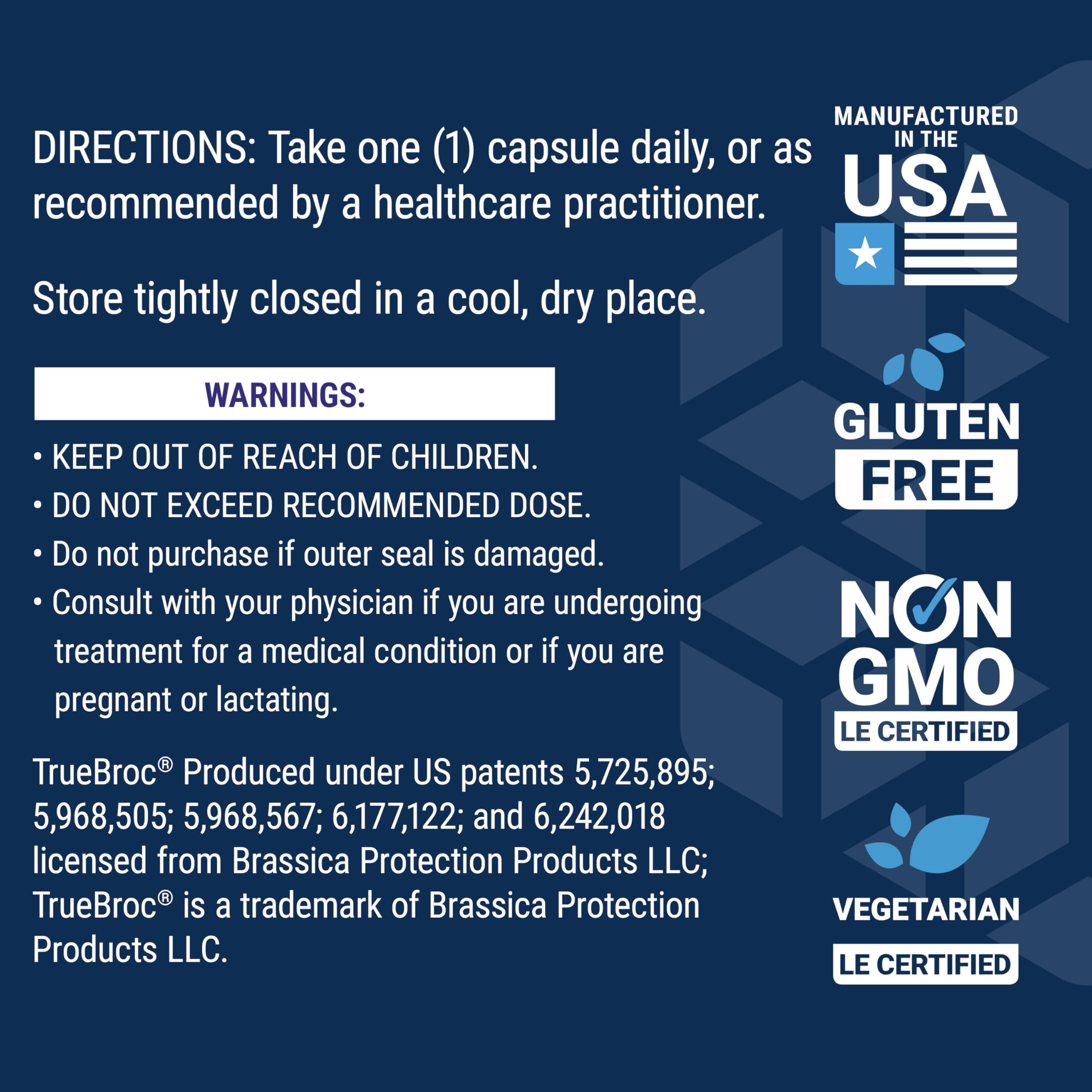 Supplement facts panel close-up