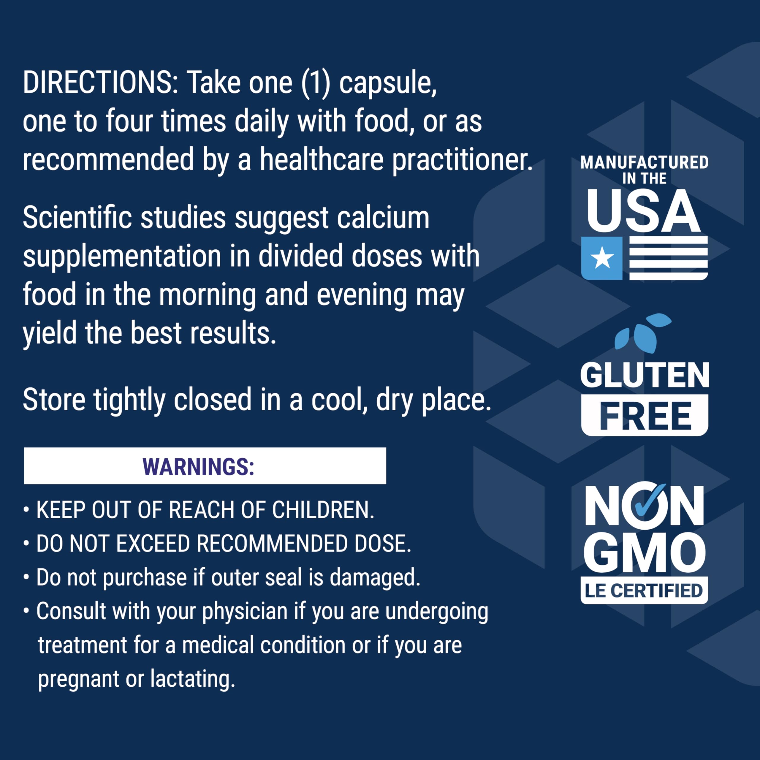 Serving illustration with 200 mg calcium and 100 IU vitamin D3