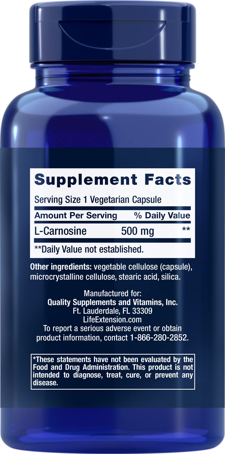 Close-up of L-carnosine capsules (500 mg each)