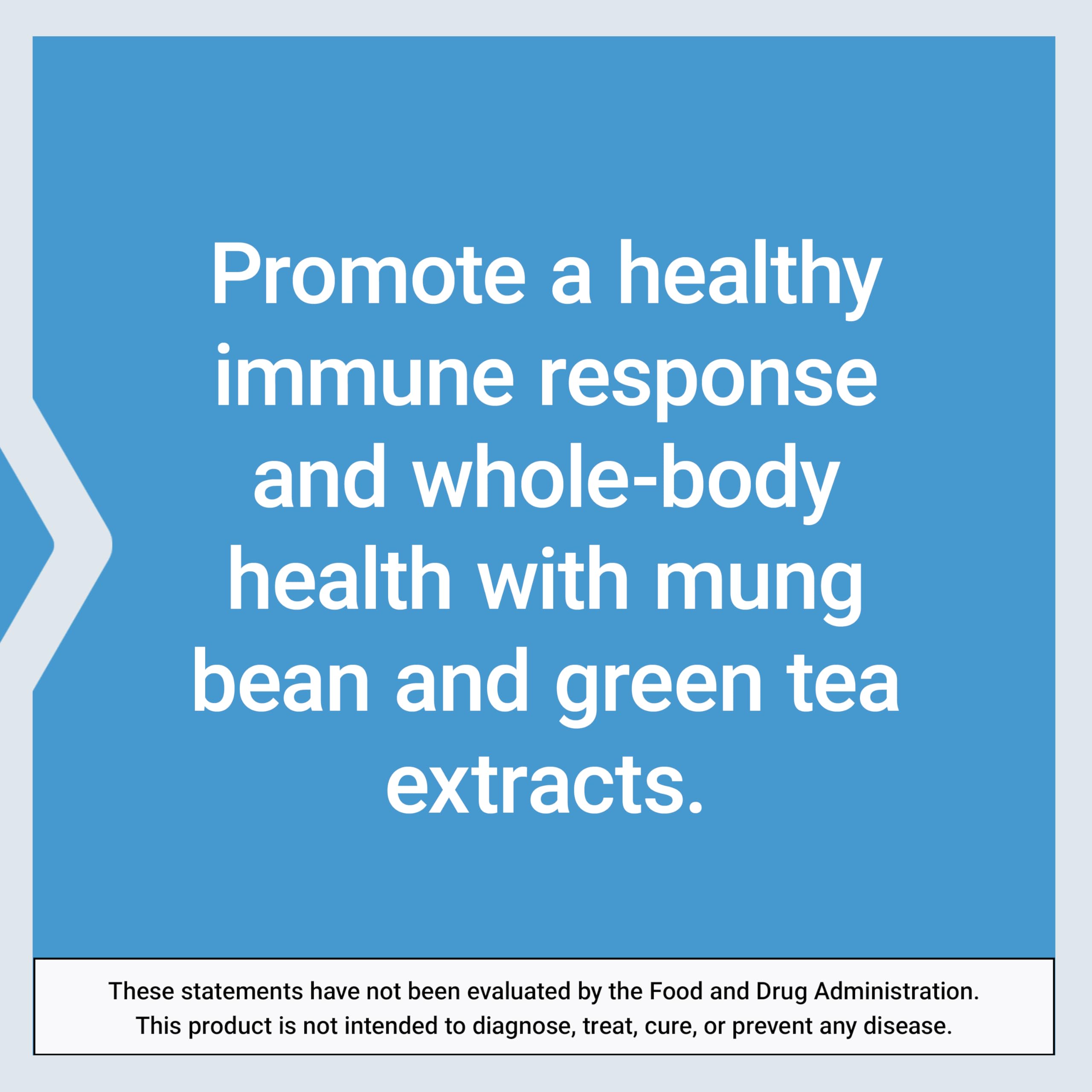 Green tea and mung bean imagery on packaging