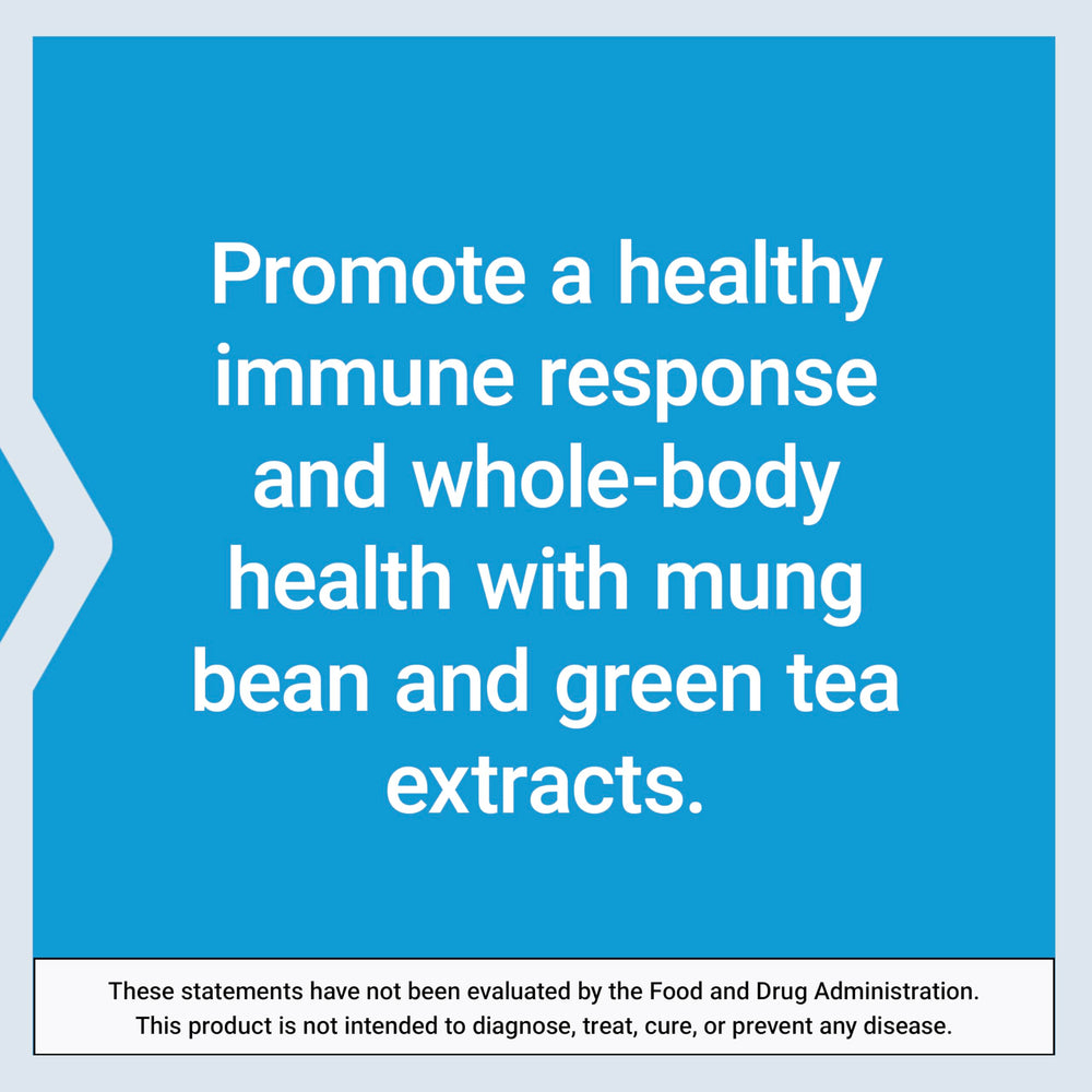 Green tea and mung bean imagery on packaging