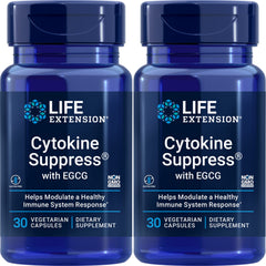 Life Extension Cytokine Suppress with EGCG 30 Vegetarian Capsules Pack of 2 bottle front view