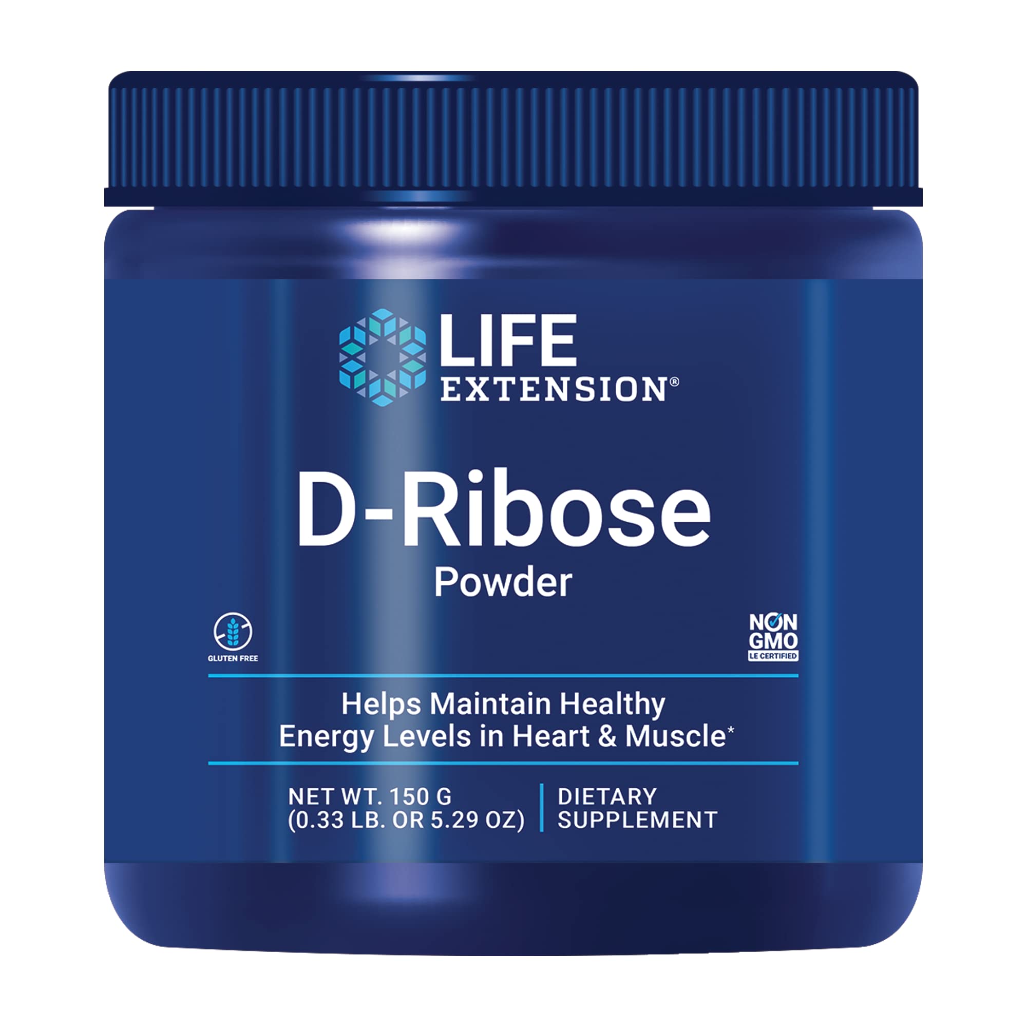 Life Extension D-Ribose Powder bottle label highlighting energy-supporting formula