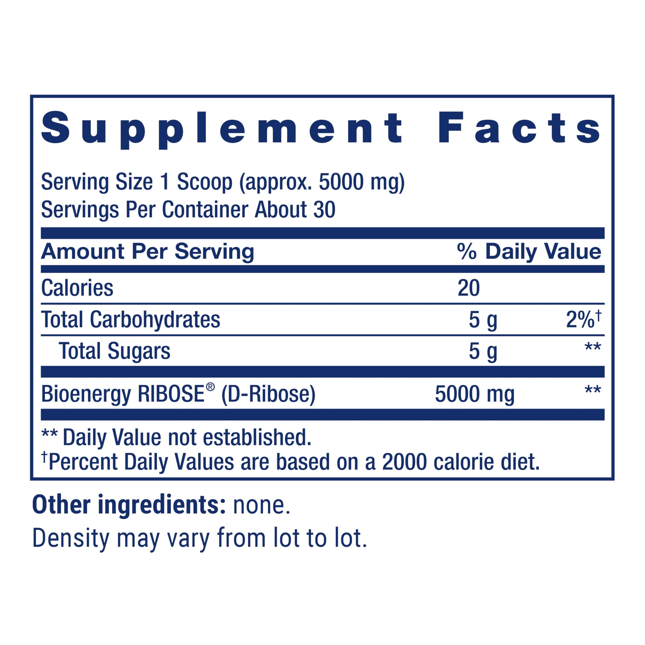 Life Extension D-Ribose Powder scoop showing convenient daily portion