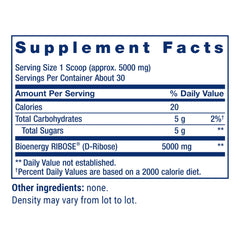 Life Extension D-Ribose Powder scoop showing convenient daily portion