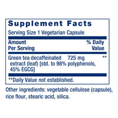 Supplement facts panel showing 725 mg per capsule