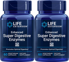 Life Extension Enhanced Super Digestive Enzymes bottle front for supporting protein and fat digestion