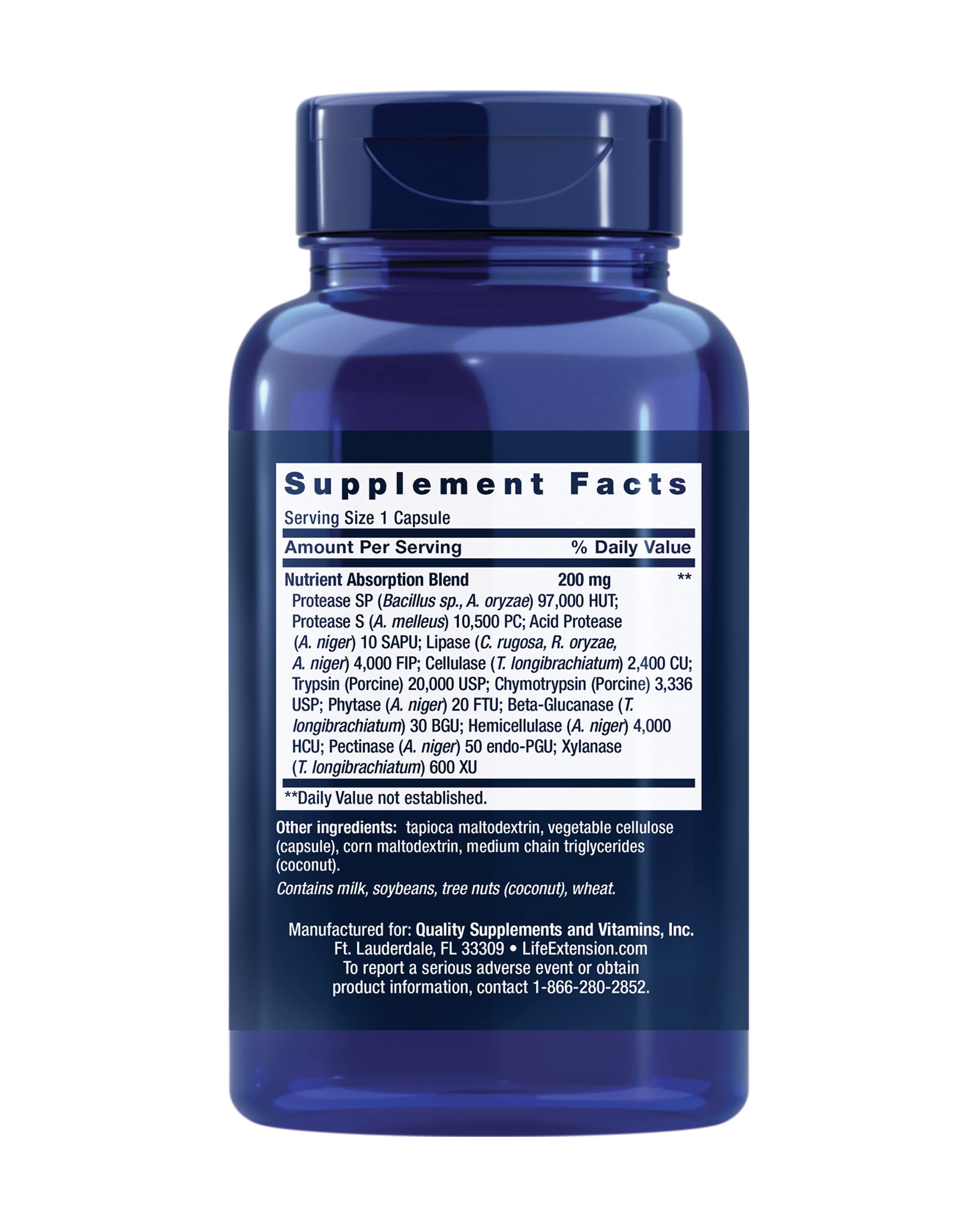 Product label for Life Extension Extraordinary Enzymes.