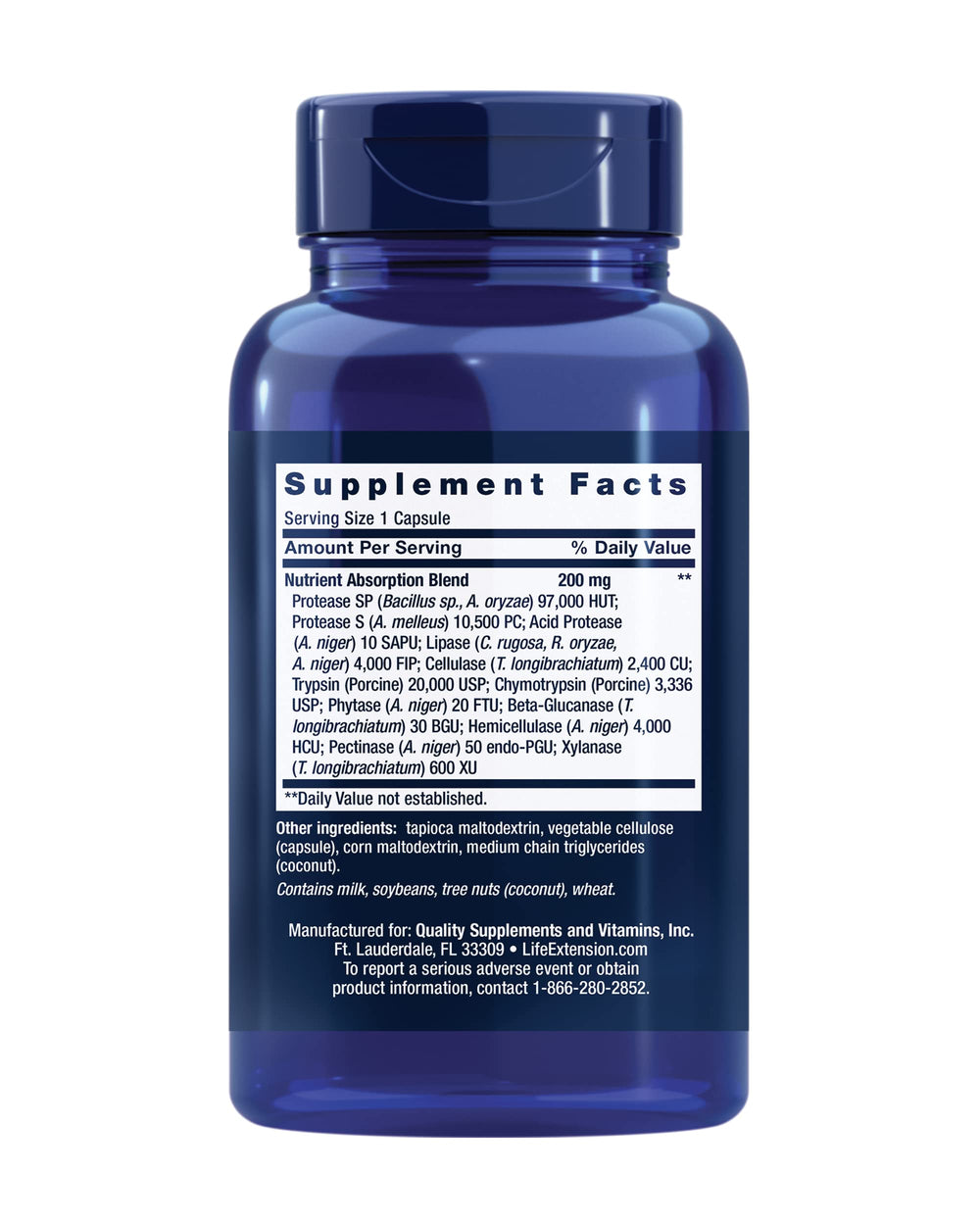Product label for Life Extension Extraordinary Enzymes.