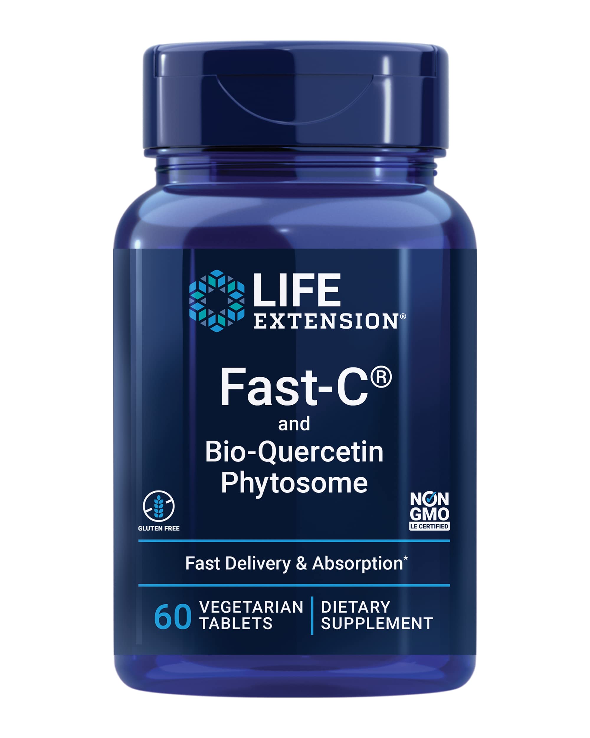 Life Extension Fast-C and Bio-Quercetin hero image showing 60 vegetarian tablets
