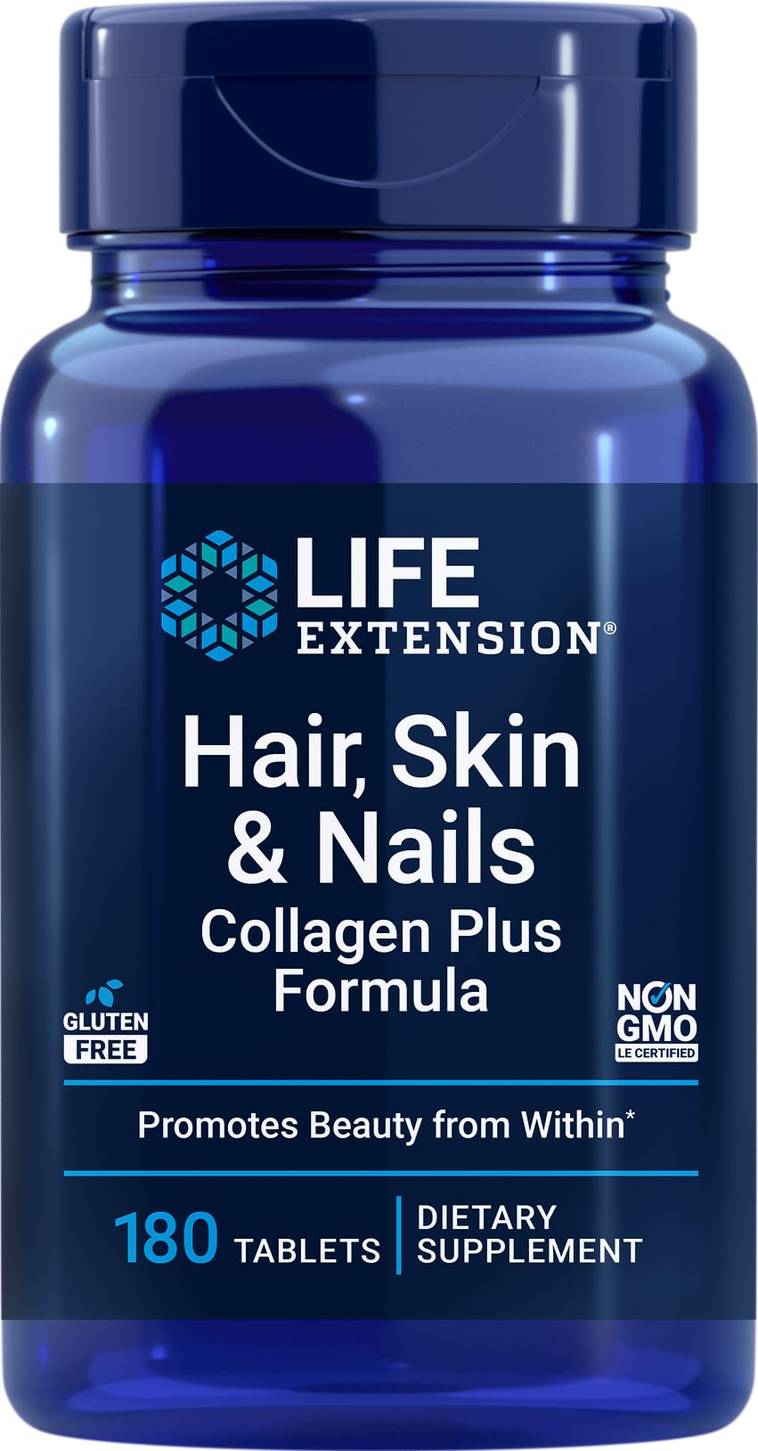 Packaging image of Life Extension Hair, Skin & Nails Collagen Plus Formula (180 tablets)