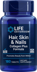 Packaging image of Life Extension Hair, Skin & Nails Collagen Plus Formula (180 tablets)