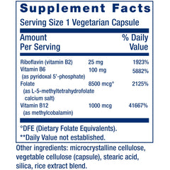 Back panel of Life Extension Homocysteine Resist bottle showing supplement facts