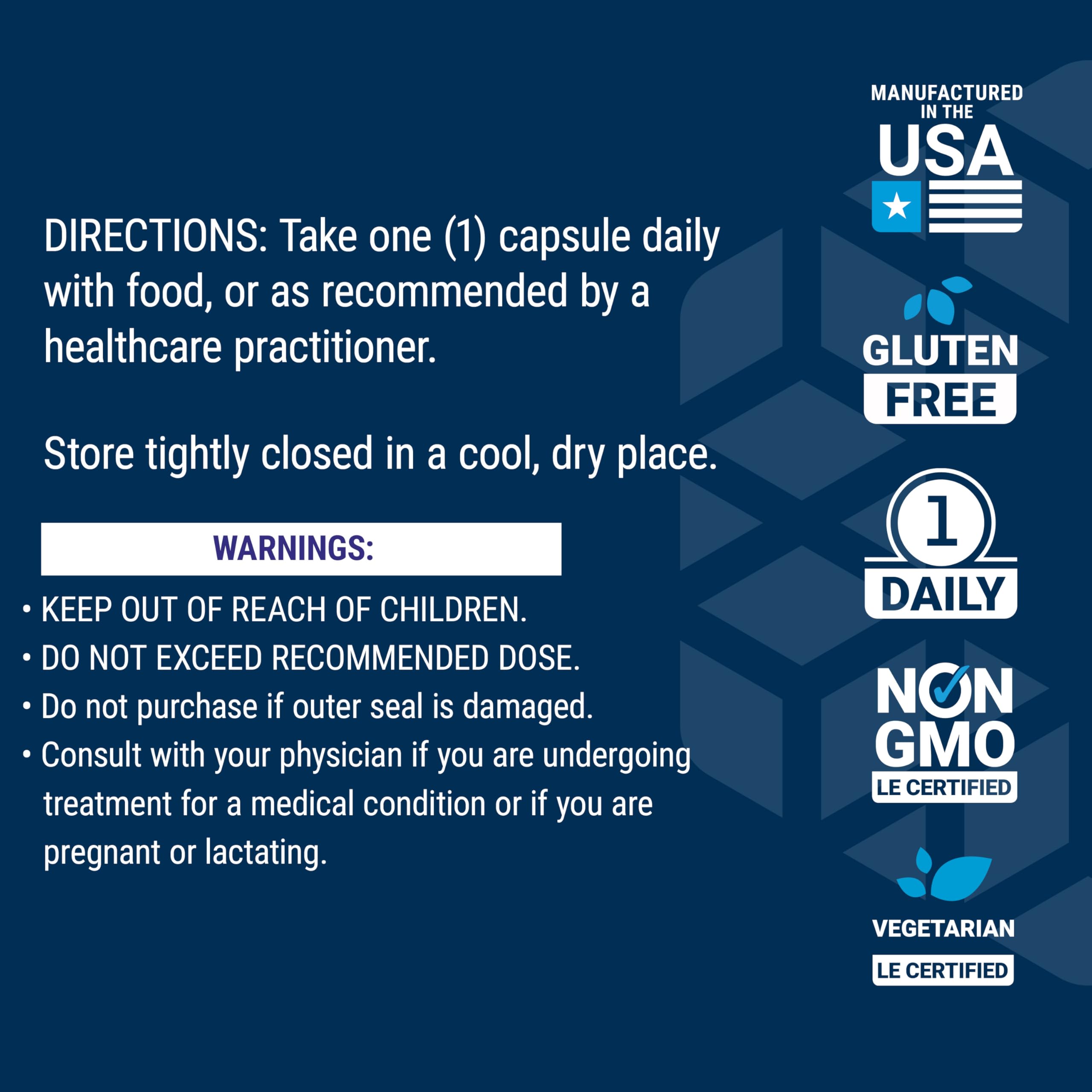 Label highlights B vitamins and L-5-MTHF content