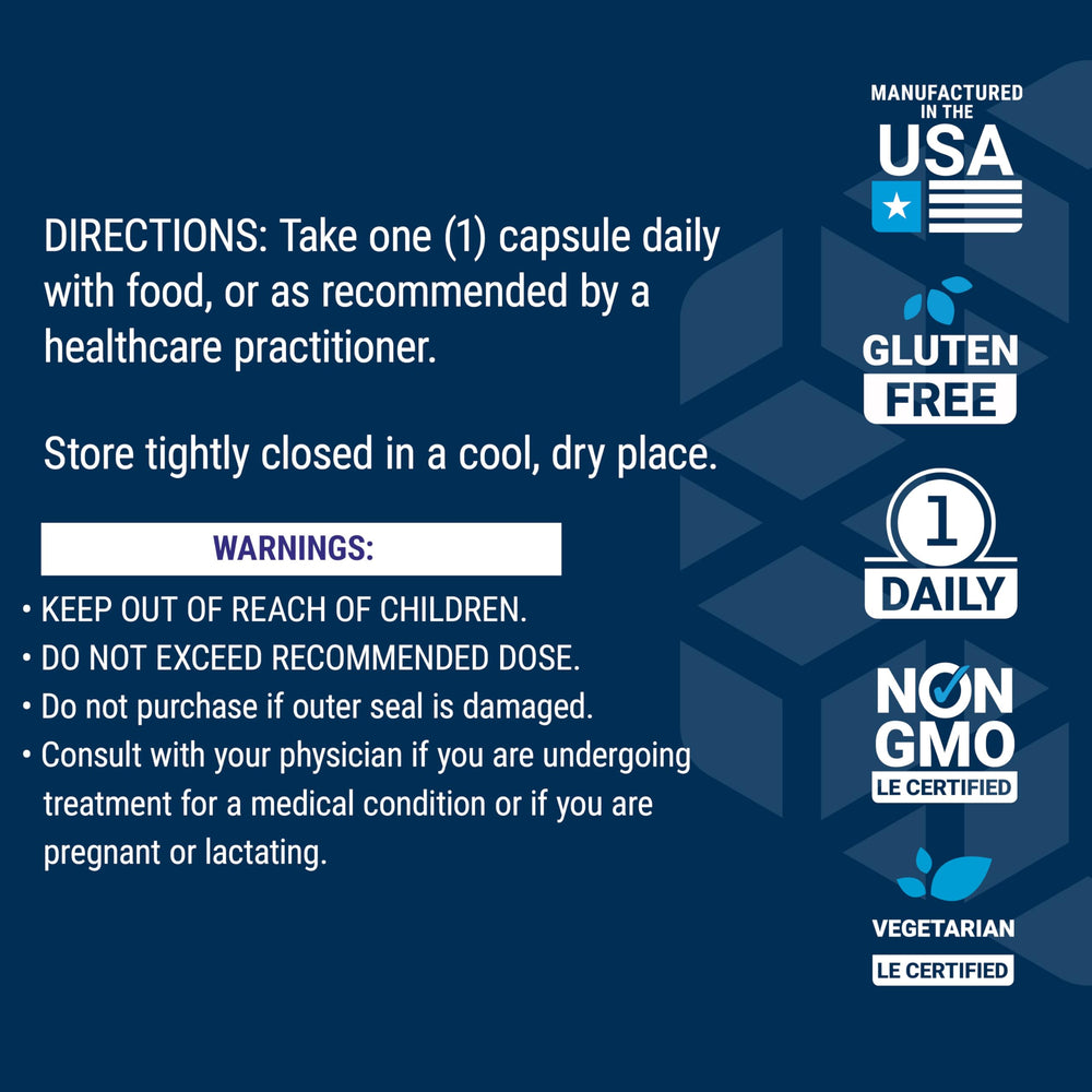 Label highlights B vitamins and L-5-MTHF content