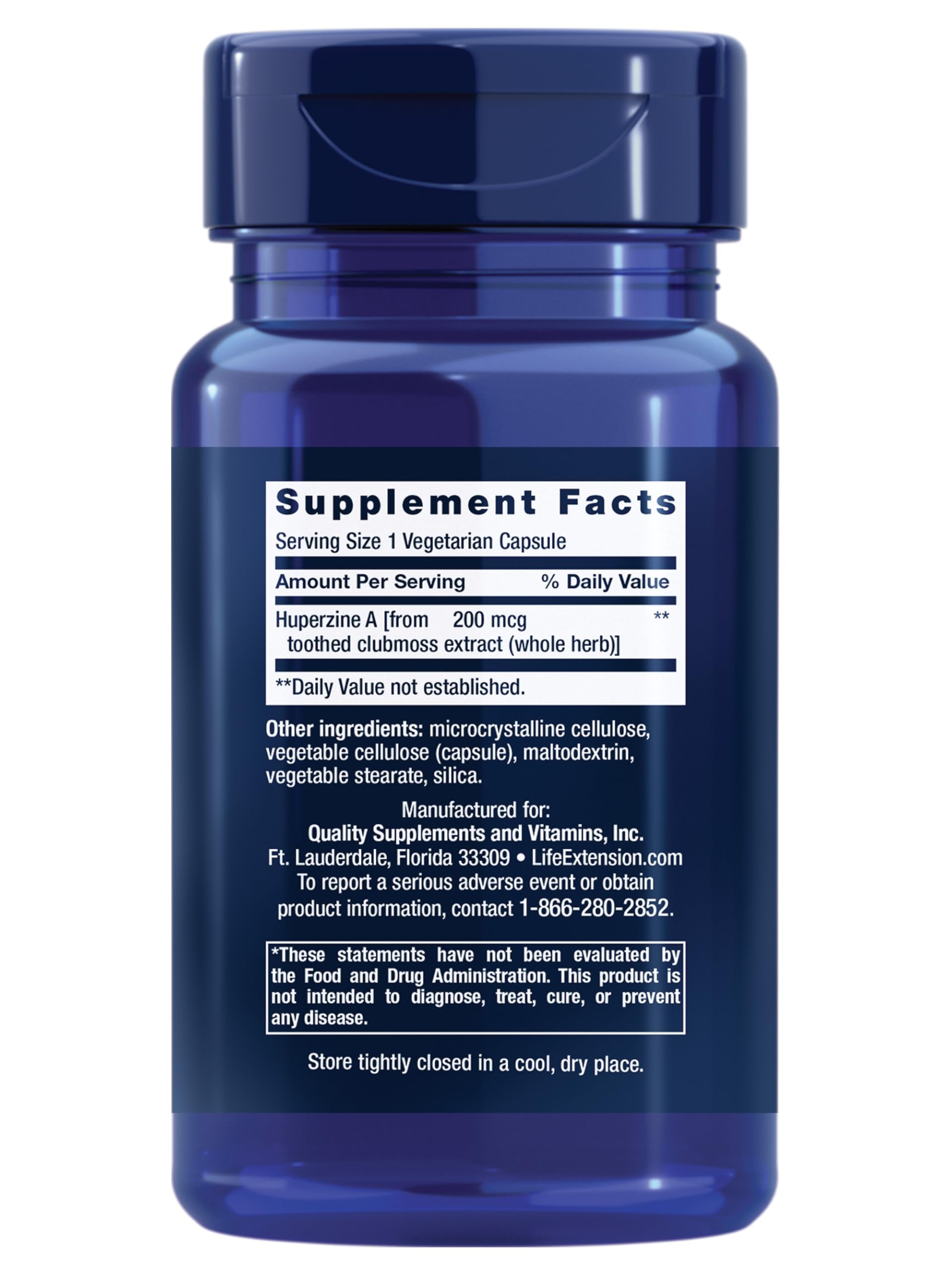 Close-up of Huperzine A capsules in a bottle