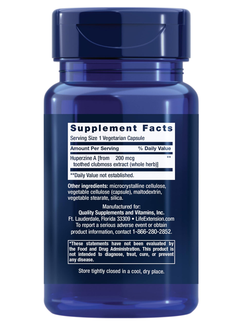 Close-up of Huperzine A capsules in a bottle