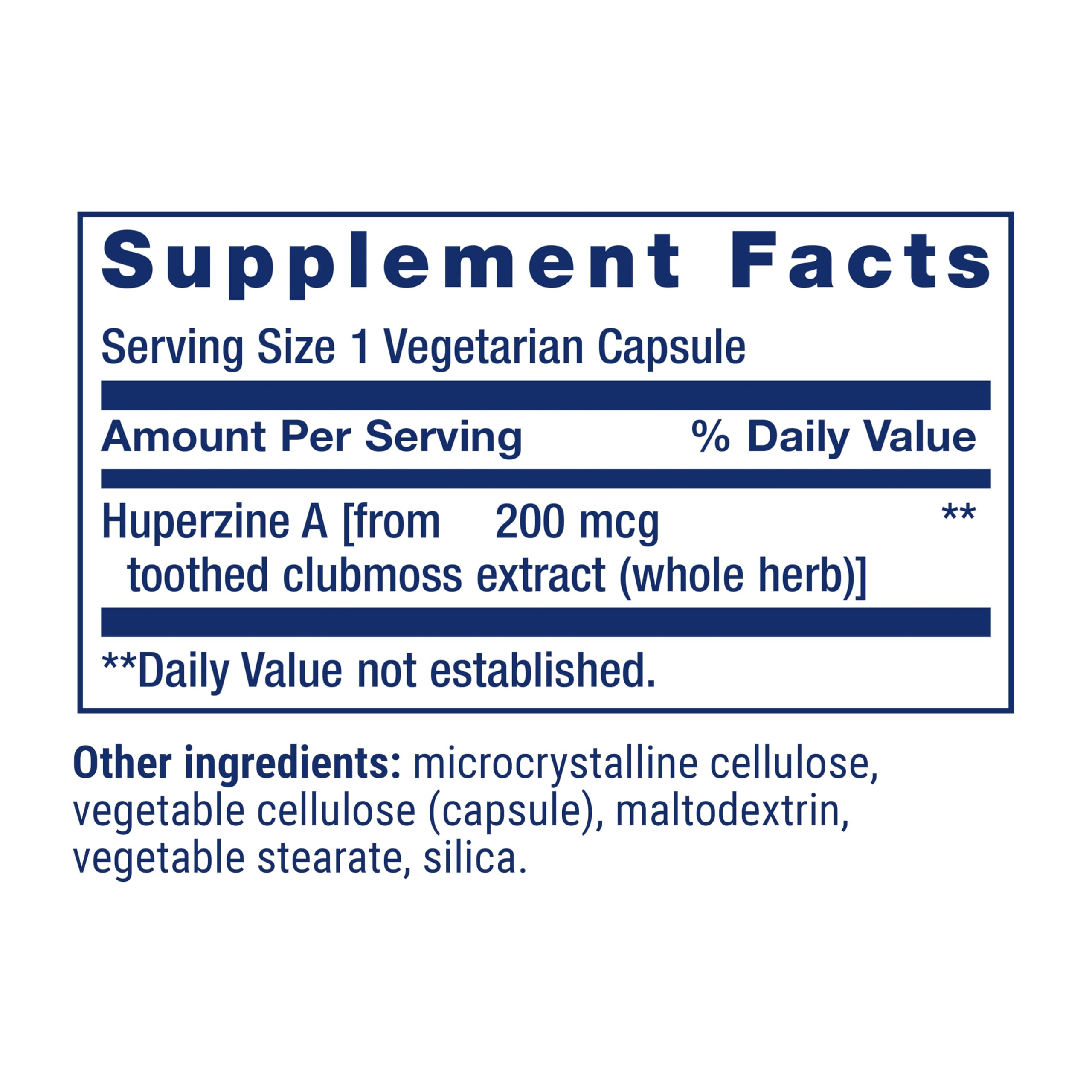Front label highlighting 200 mcg standardized Chinese club moss extract