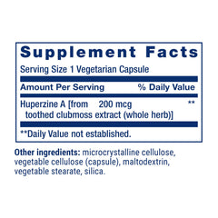 Front label highlighting 200 mcg standardized Chinese club moss extract