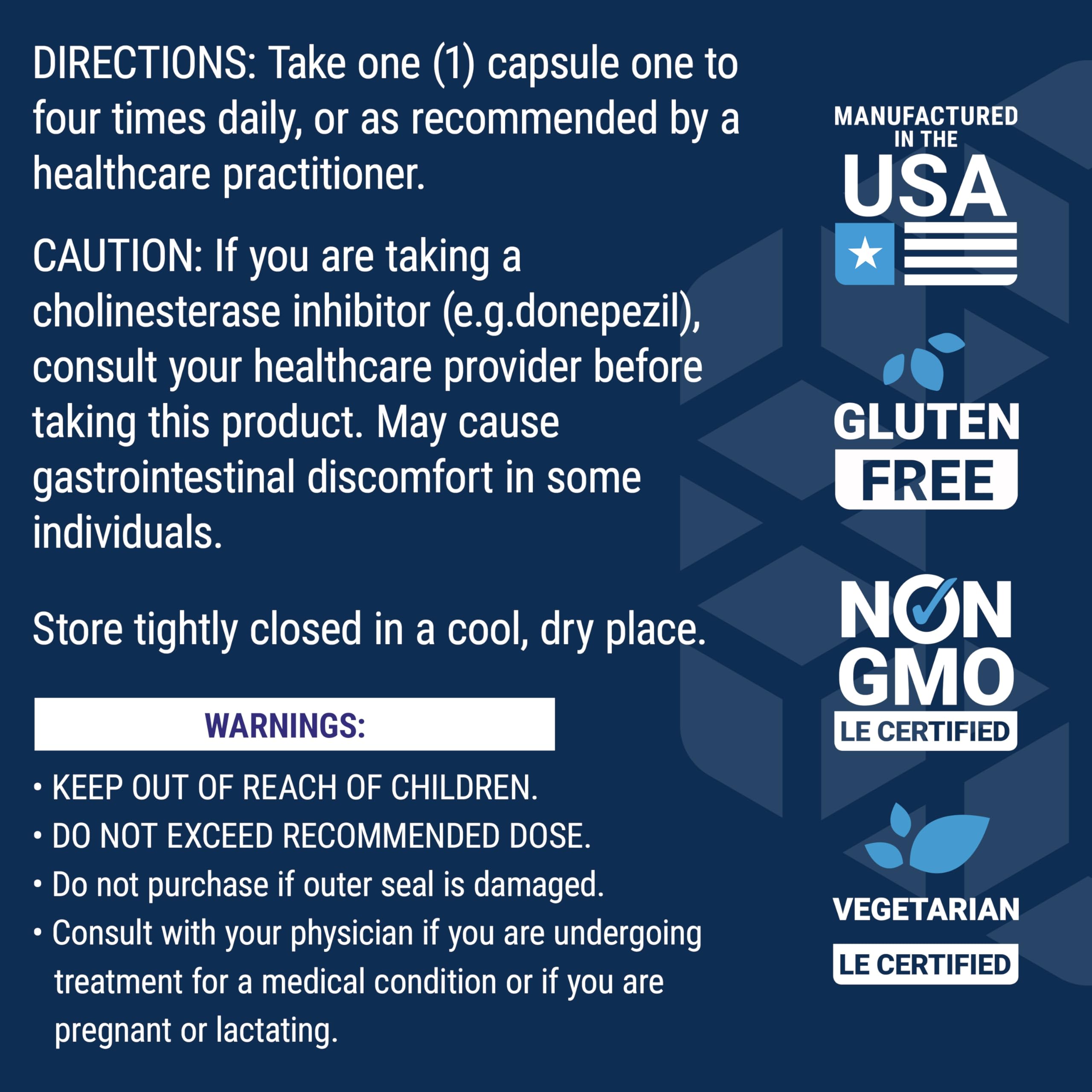 Quality ingredients and USA-made statement on label