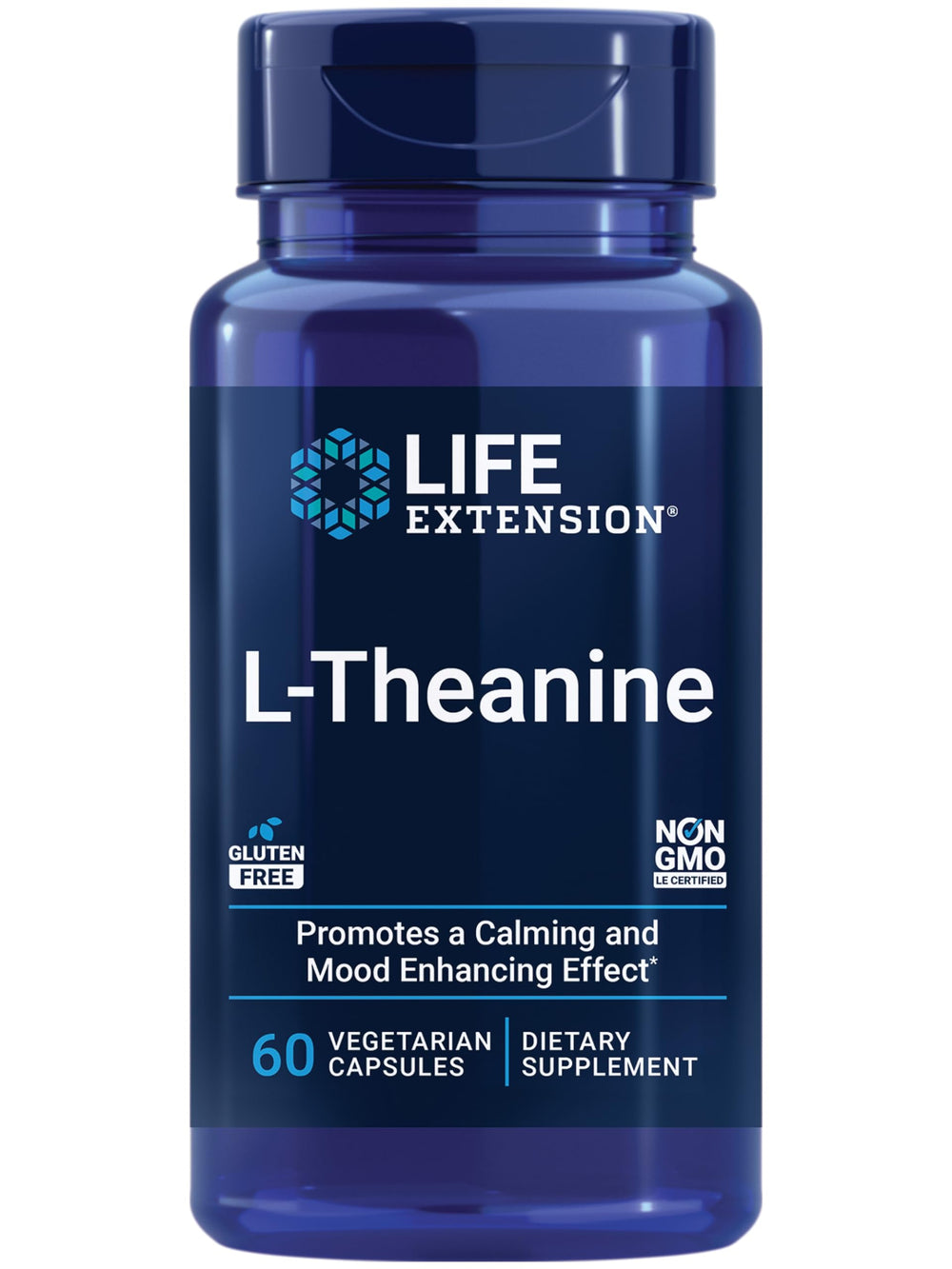 Bottle of Life Extension L-Theanine 200 mg with label visible