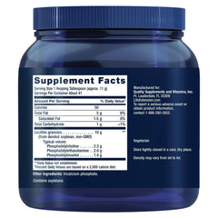 Back label with supplement facts and ingredients