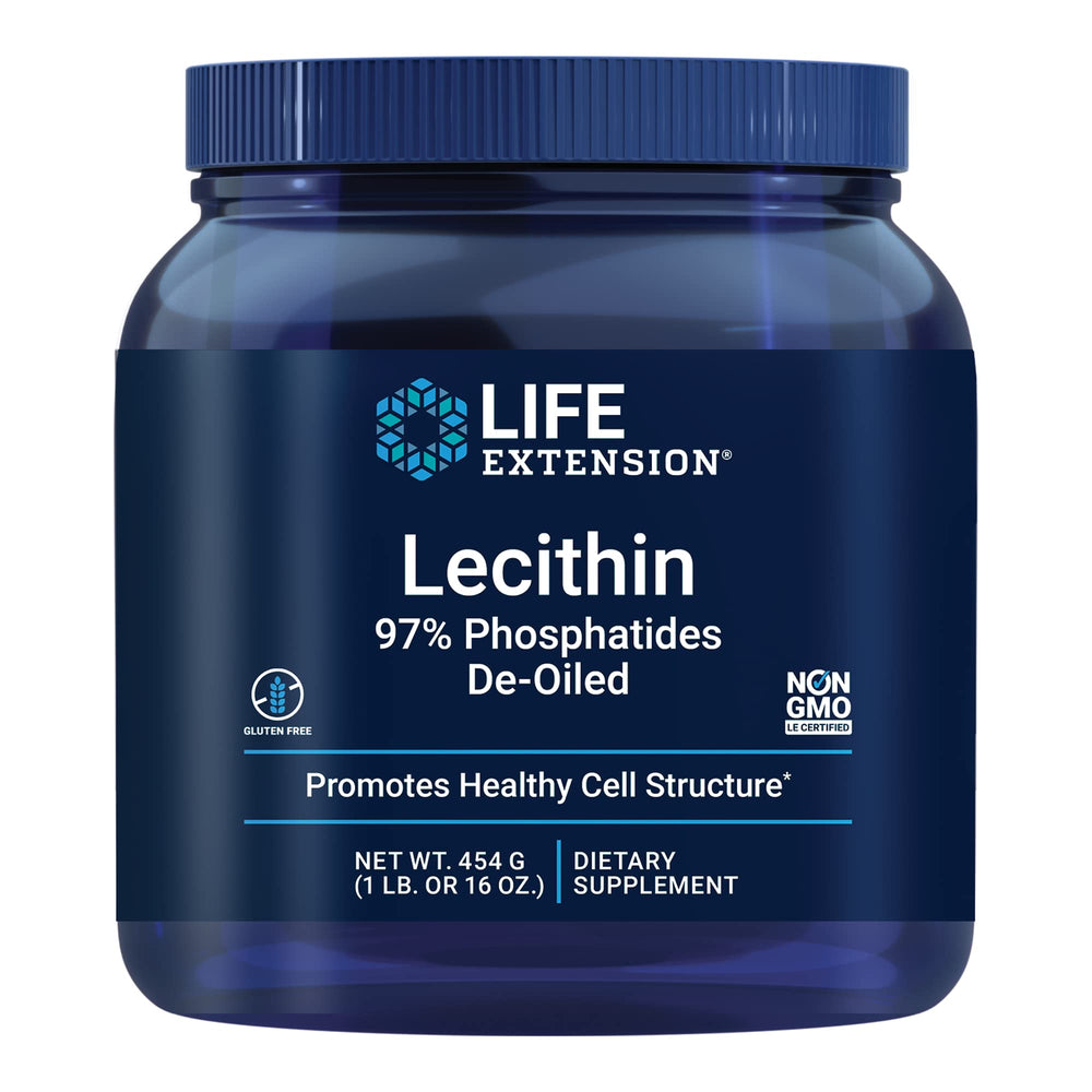 Front view of Life Extension Lecithin 454g jar
