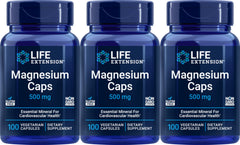 Life Extension Magnesium 500 mg 100 Vegetarian Capsules Pack 3 bottle