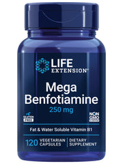 Front view of Life Extension Mega Benfotiamine bottle