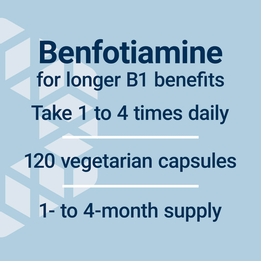 Close-up of Life Extension Mega Benfotiamine bottle