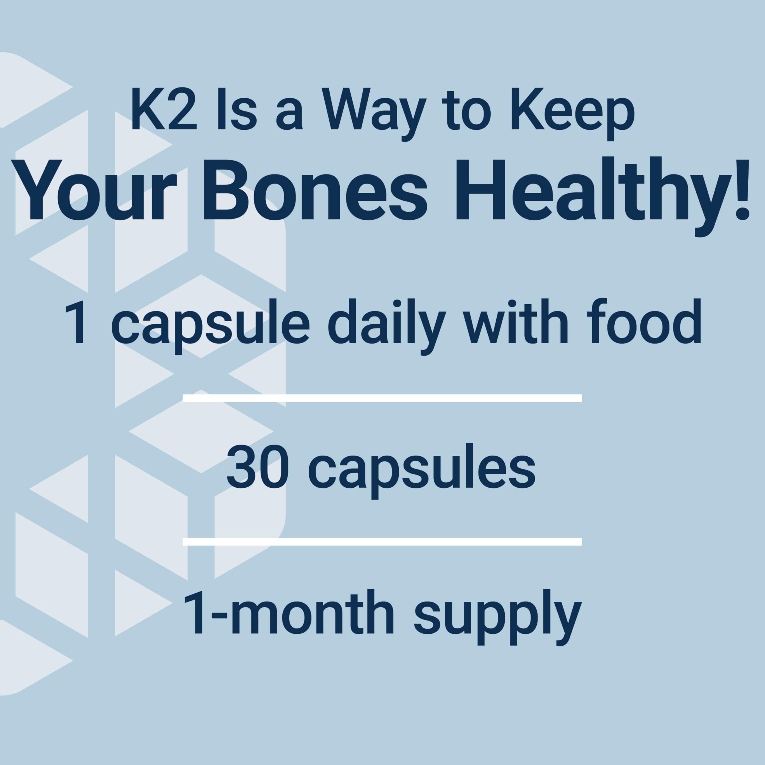 Graphic displaying 45 mg Vitamin K2 (menaquinone-4) dosage