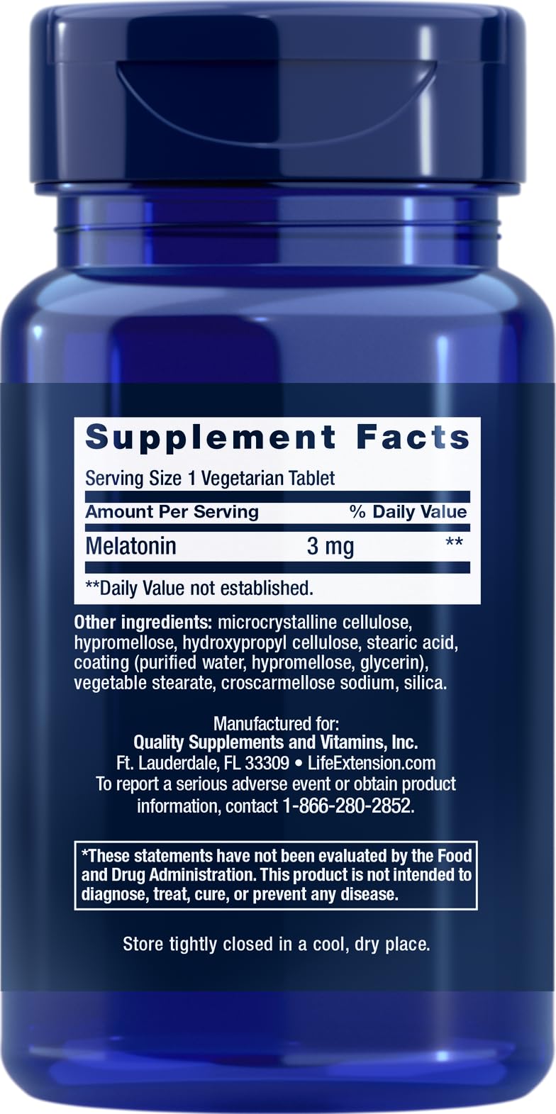 Life Extension Melatonin 6 Hour Timed Release 3 mg - 60 Vegetarian Tablets (Pack of 4) - packaging and bottle view