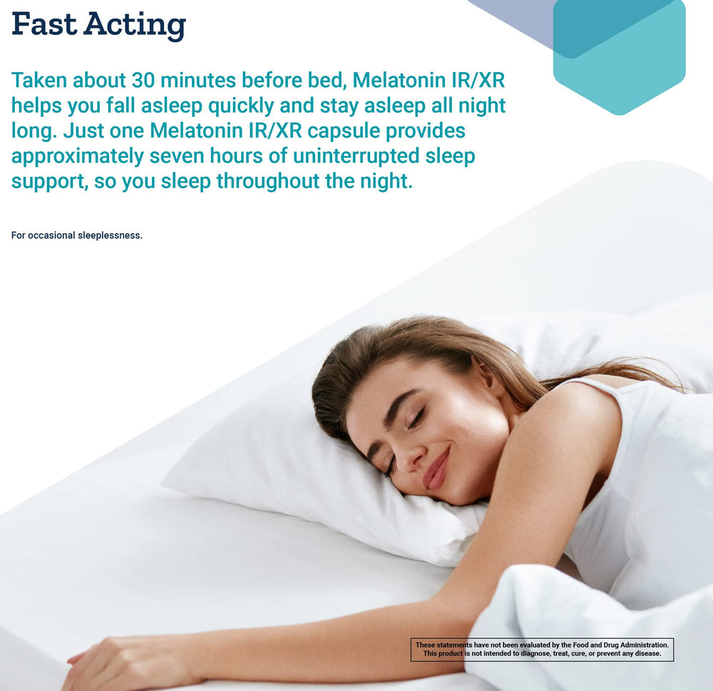 Close-up of Life Extension Melatonin IR/XR bottle