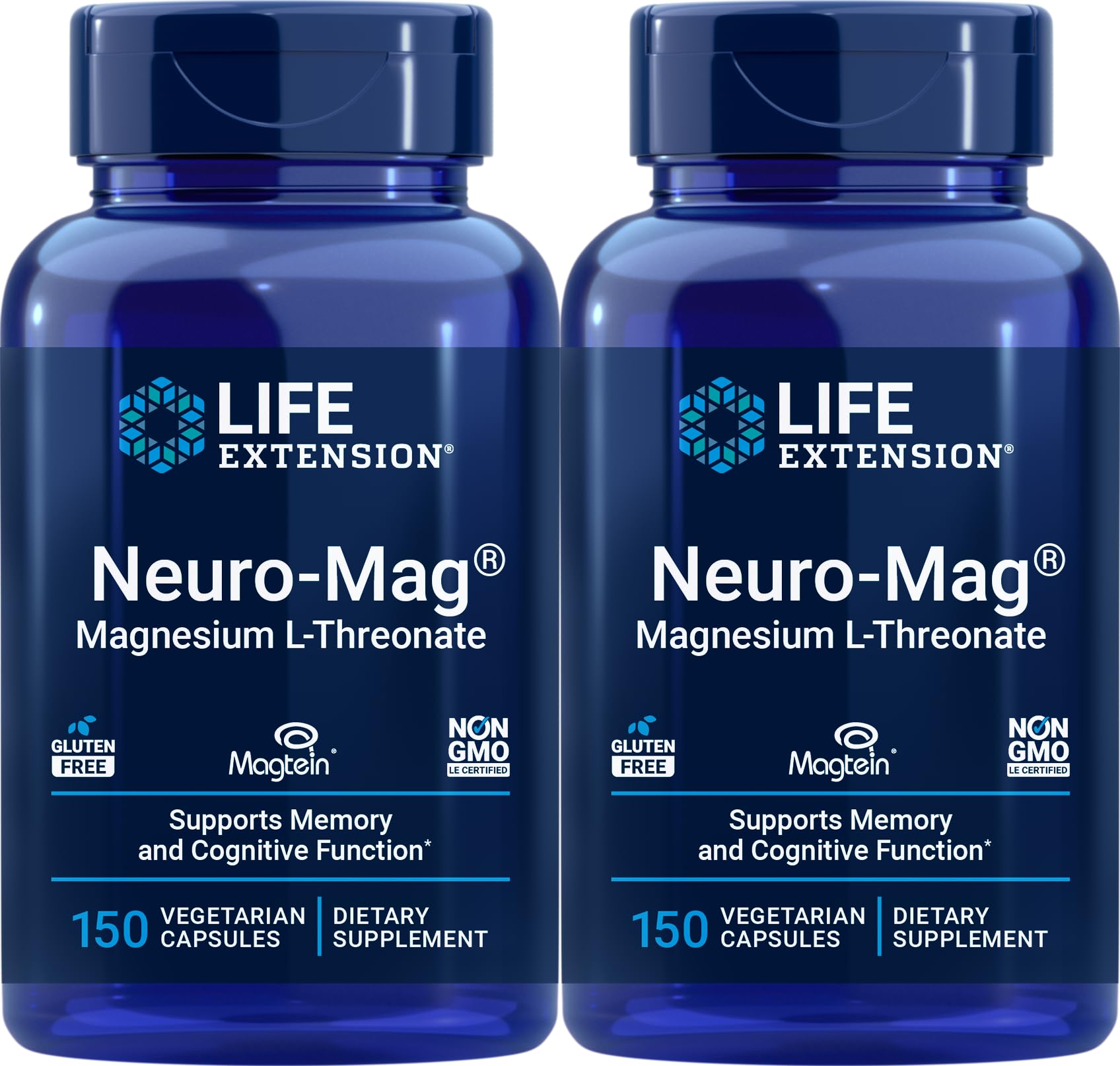 Life Extension Neuro-Mag 150 Vegetarian Capsules Pack of 2 – front view