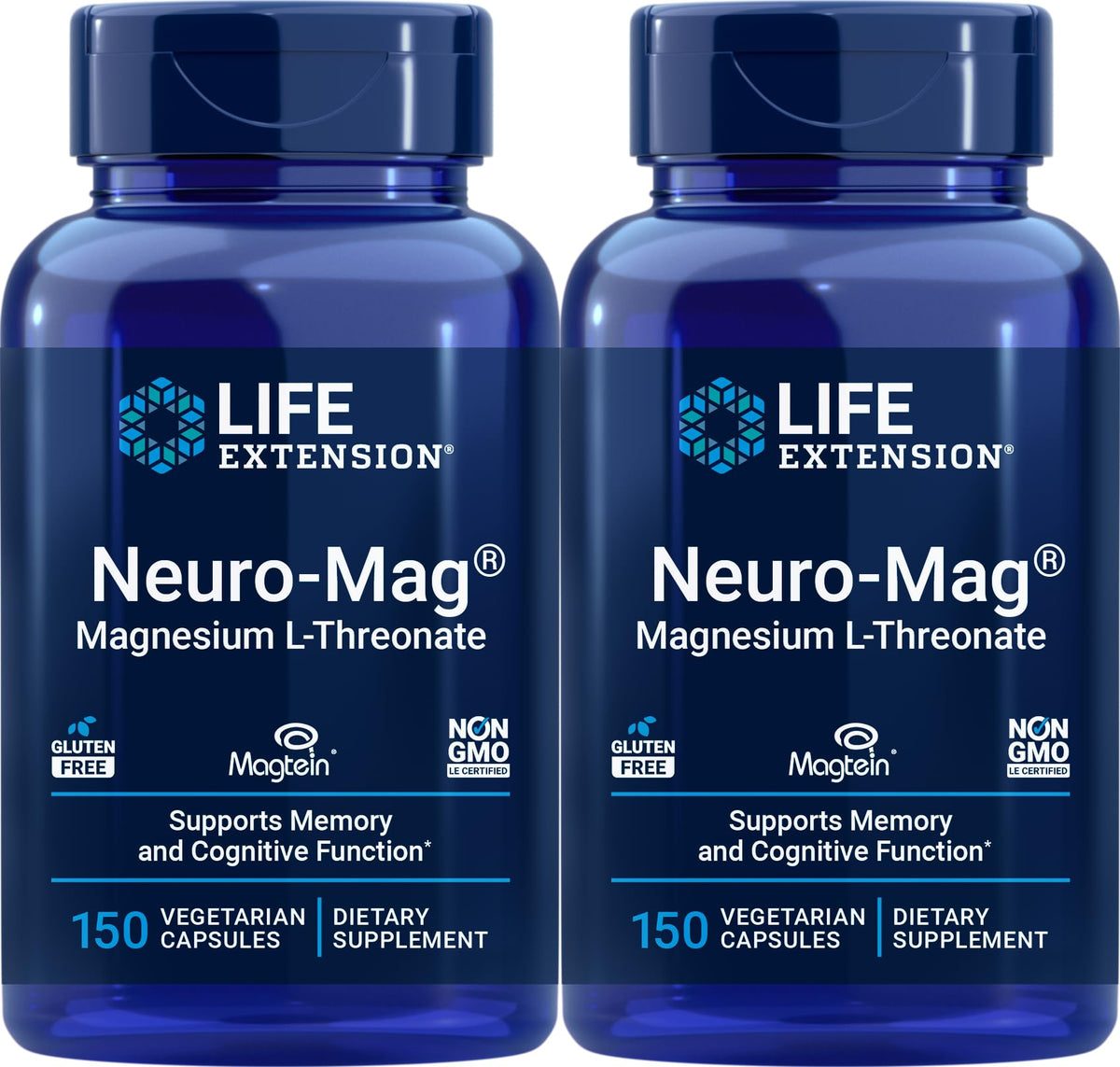 Life Extension Neuro-Mag 150 Vegetarian Capsules Pack of 2 – front view