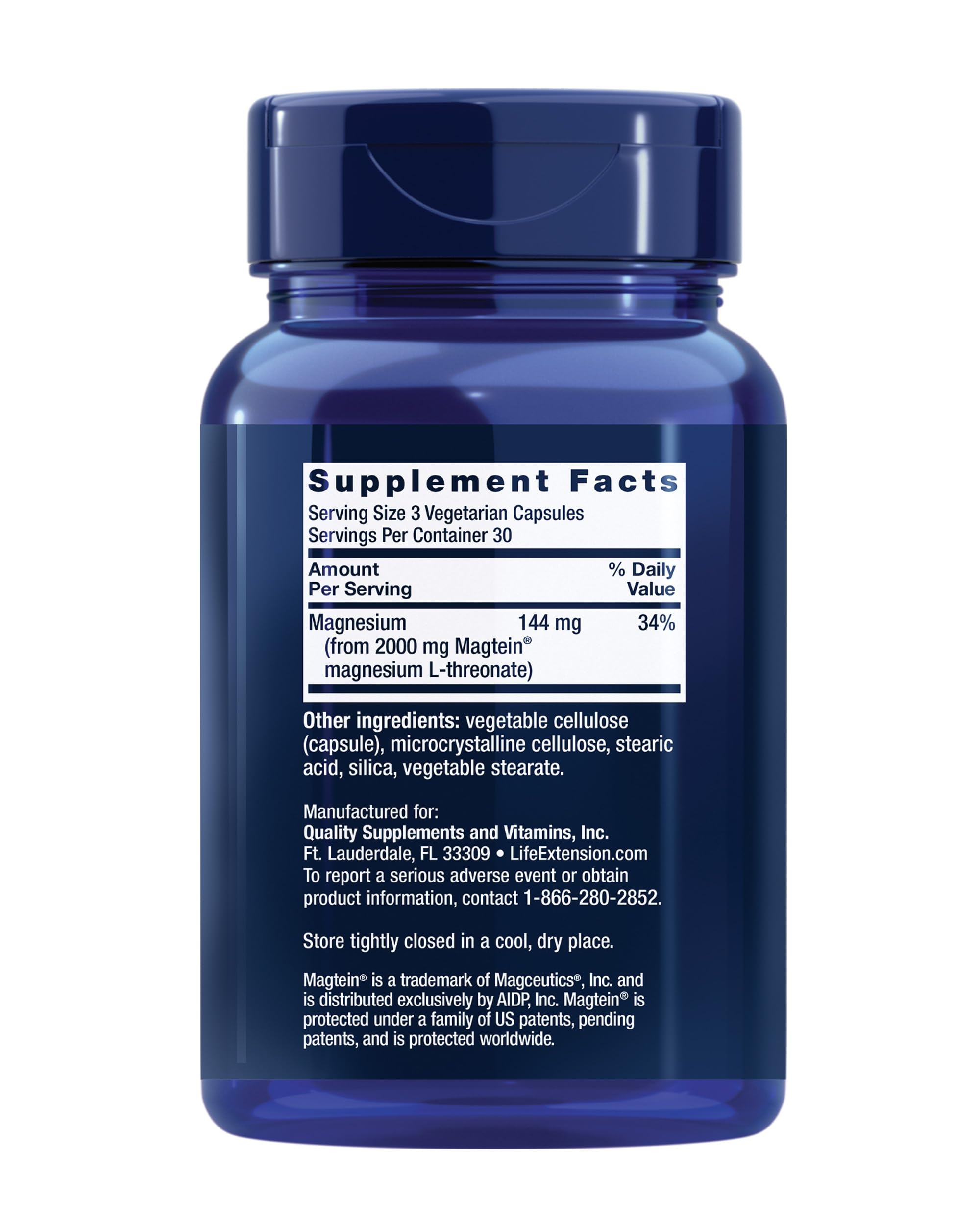 Close-up of Neuro-Mag L-Threonate bottle label