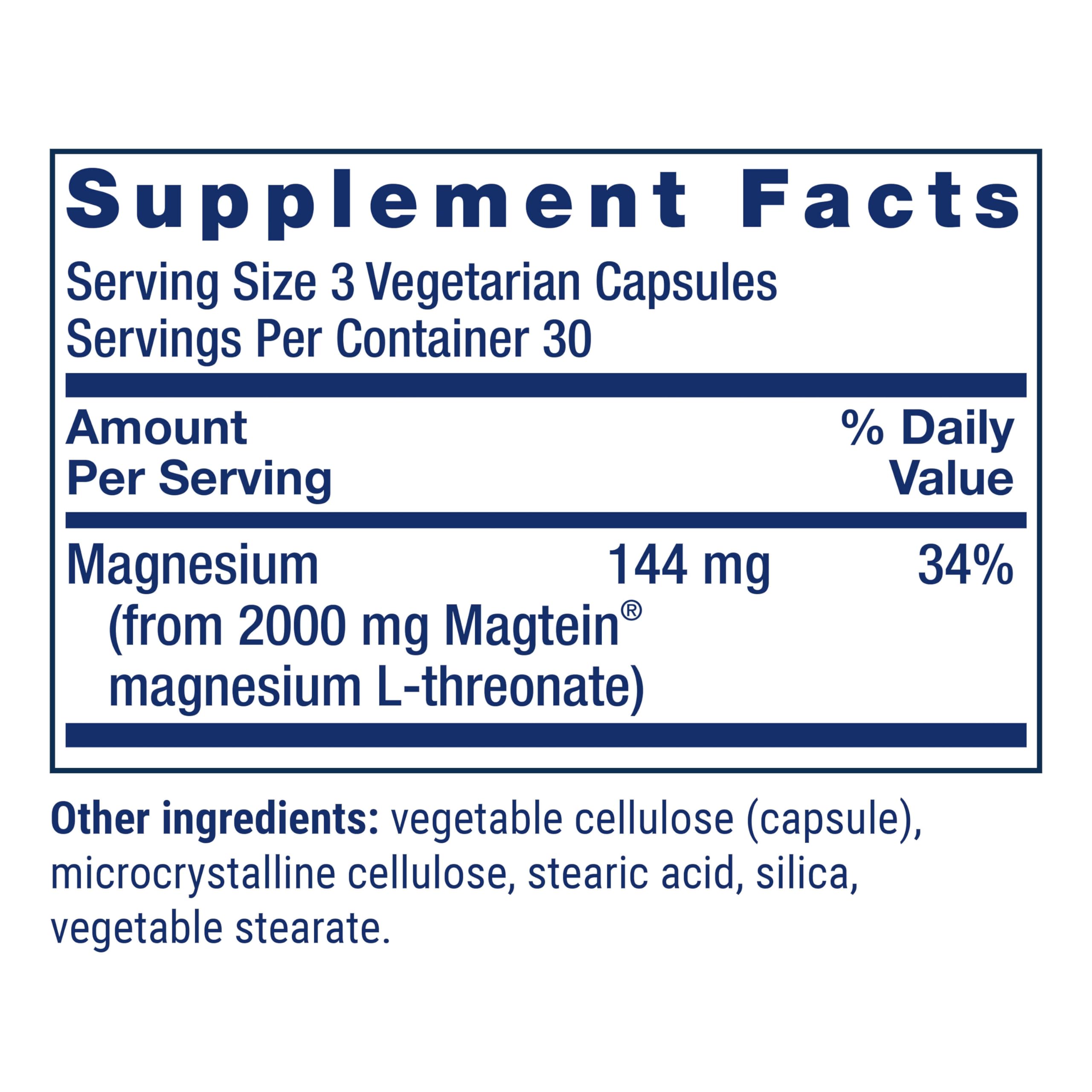Vegetarian capsules of magnesium L-Threonate