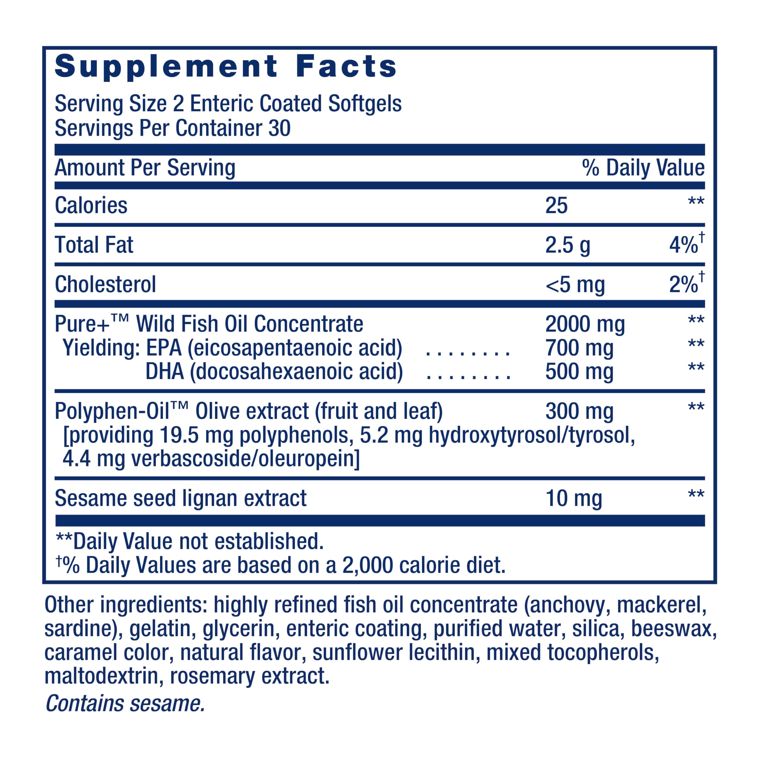 Omega-3 bottle with olive extract component