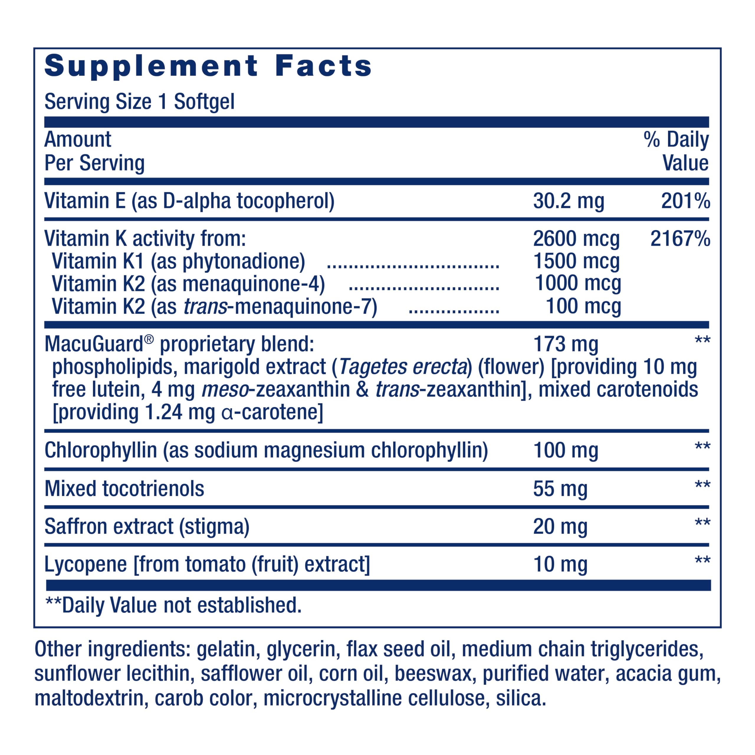 Vitamin K1 and K2 forms in Life Extension Health Booster